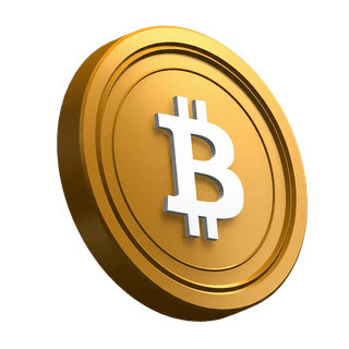BTC Bitcoin coin, angled and placed as a visual element in the hero section