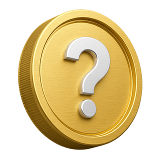 3D golden coin featuring a question mark, used as a decorative element on an FAQ page